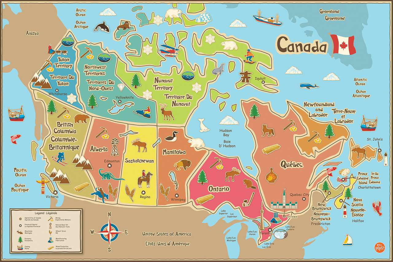 Mapa Kanady! puzzle online ze zdjęcia