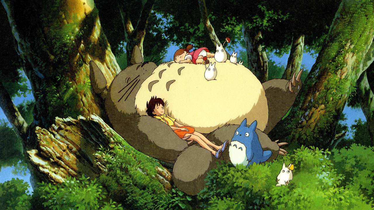 Totoro z mopsami puzzle online ze zdjęcia