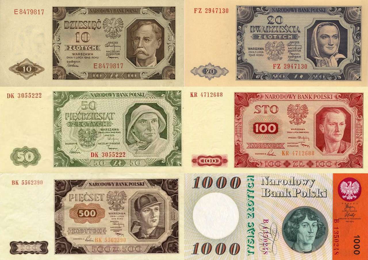 Polskie banknoty puzzle online ze zdjęcia