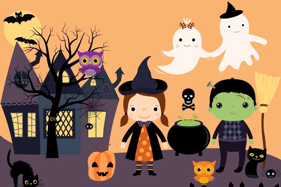 Halloweenowe dzieci puzzle online