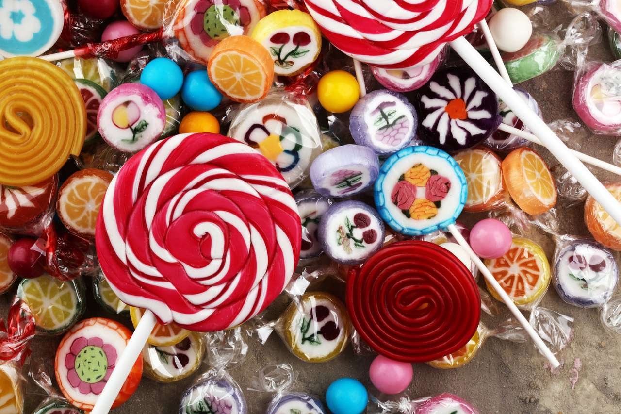 cukierki z galaretką i cukrem. puzzle online ze zdjęcia