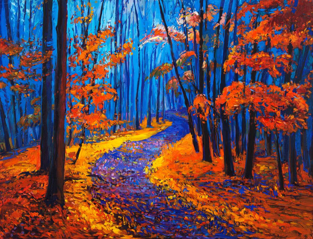 Jesienny las na płótnie puzzle ze zdjęcia