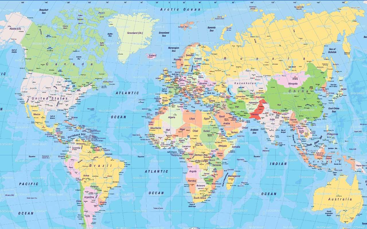 mapa świata puzzle online ze zdjęcia