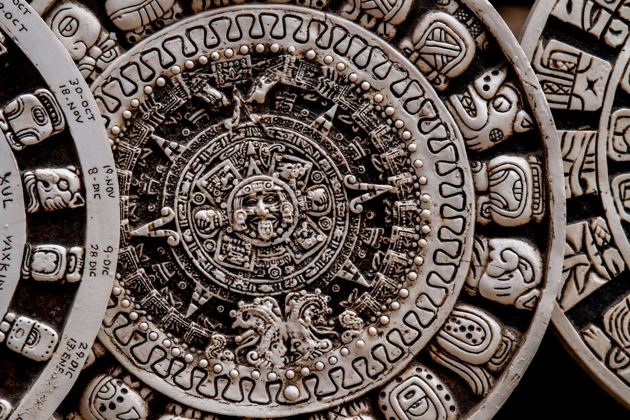 Maya aztec kalendarz meksykański kamień z bliska puzzle online ze zdjęcia