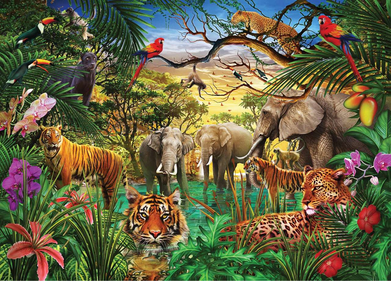 słoń rkról dżungli puzzle online ze zdjęcia