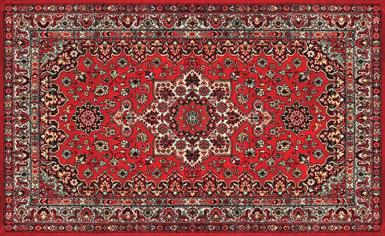 Stary czerwony dywan perski puzzle online ze zdjęcia