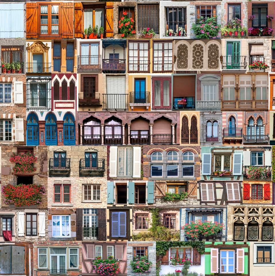 Kompozycja kilku okien świata puzzle ze zdjęcia
