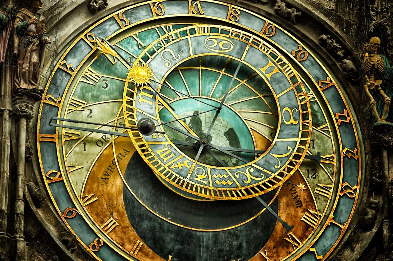 zegar astronomiczny na Starym Mieście w Pradze puzzle online ze zdjęcia