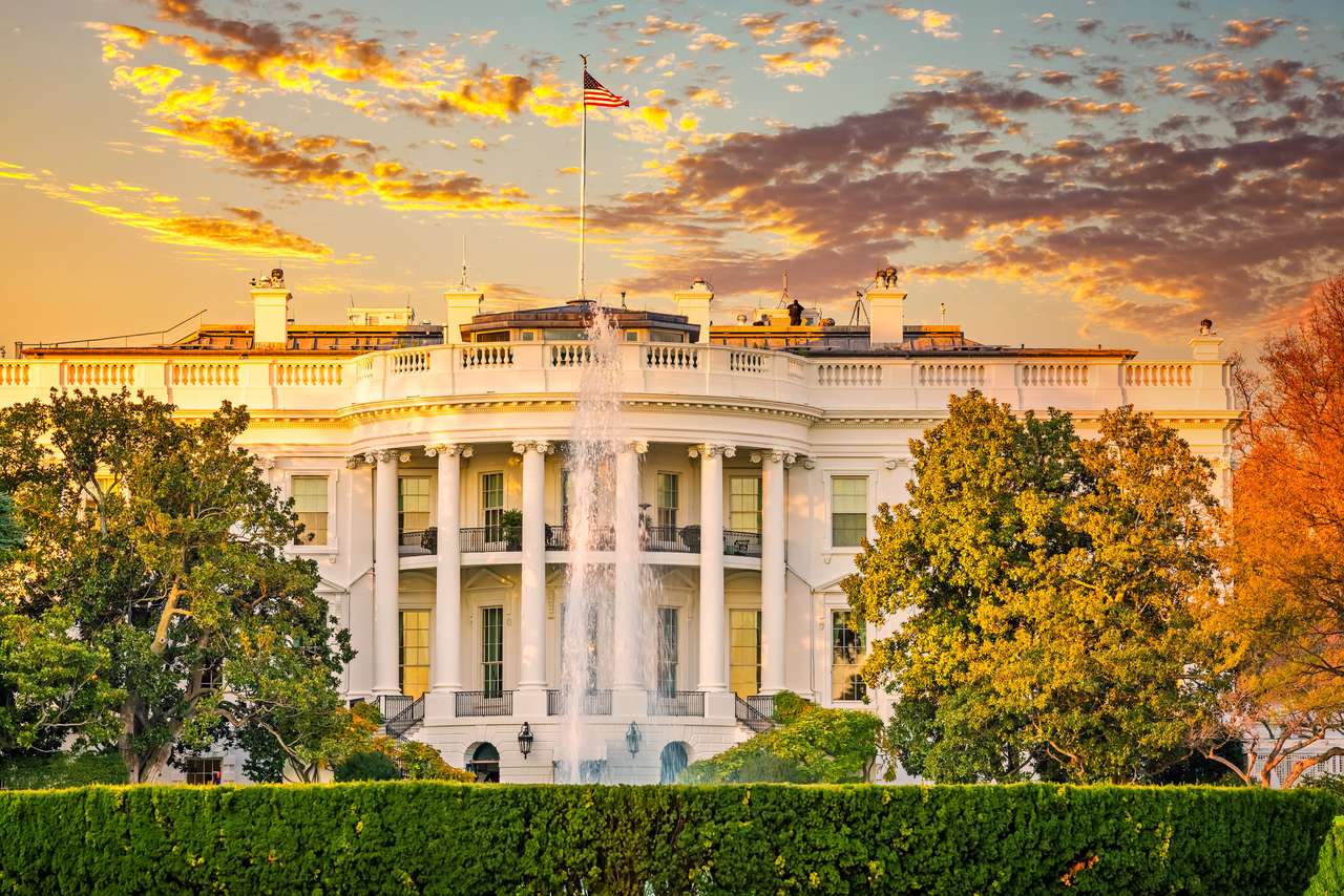 Biały Dom o zachodzie słońca, Waszyngton puzzle online ze zdjęcia