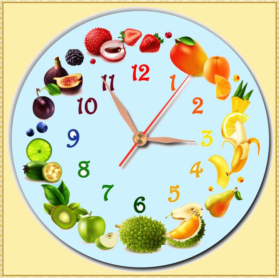 Owocowy zegar puzzle online ze zdjęcia