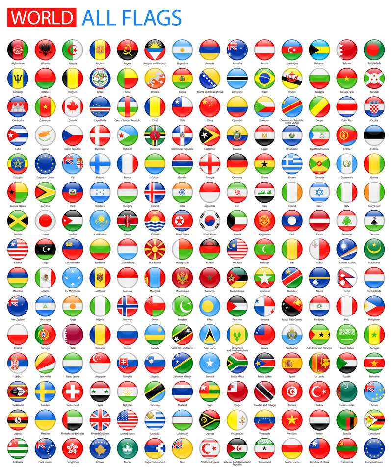 Wszystkie flagi wektorowe świata puzzle