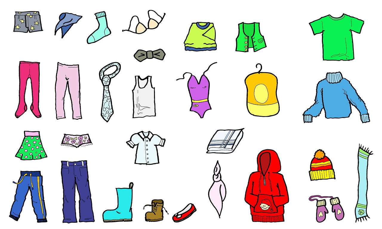 Ubrania, t-shirt, spodnie, rzeczy, garderoba puzzle online