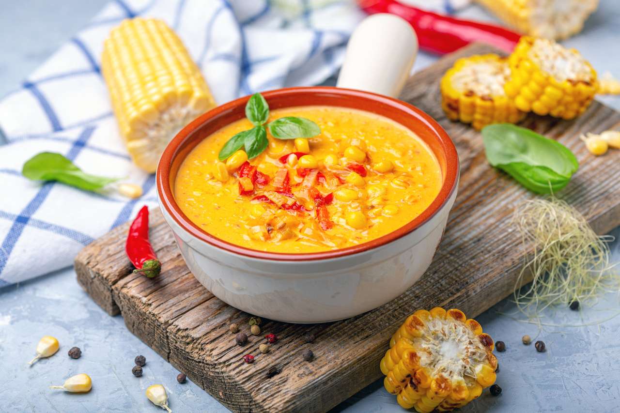 Tradycyjna zupa kukurydziana puzzle online ze zdjęcia