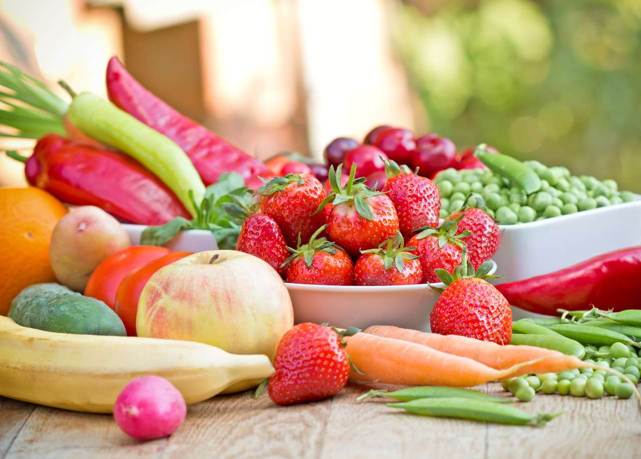 Świeże owoce i warzywa puzzle online ze zdjęcia