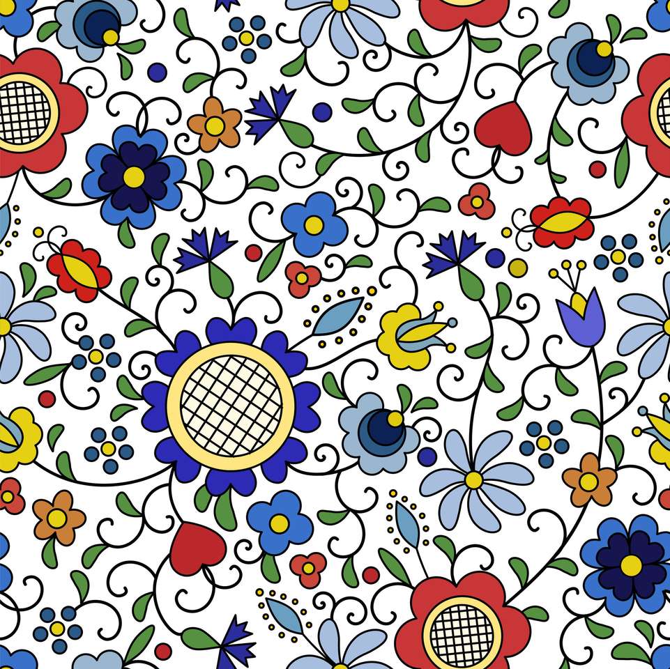 Kaszubski kwiatowy wzór ludowy puzzle online ze zdjęcia