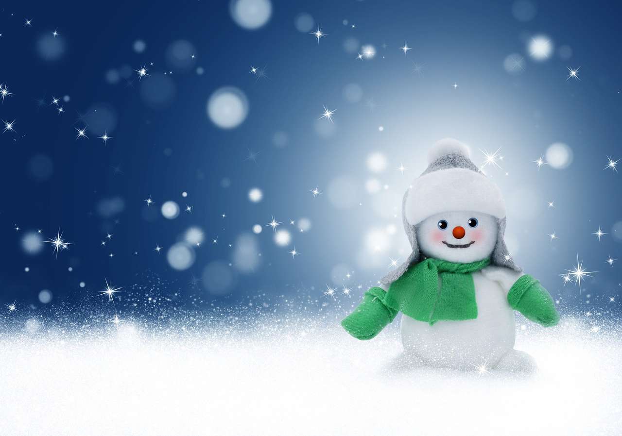 Bałwan w zimową pogodę puzzle online ze zdjęcia