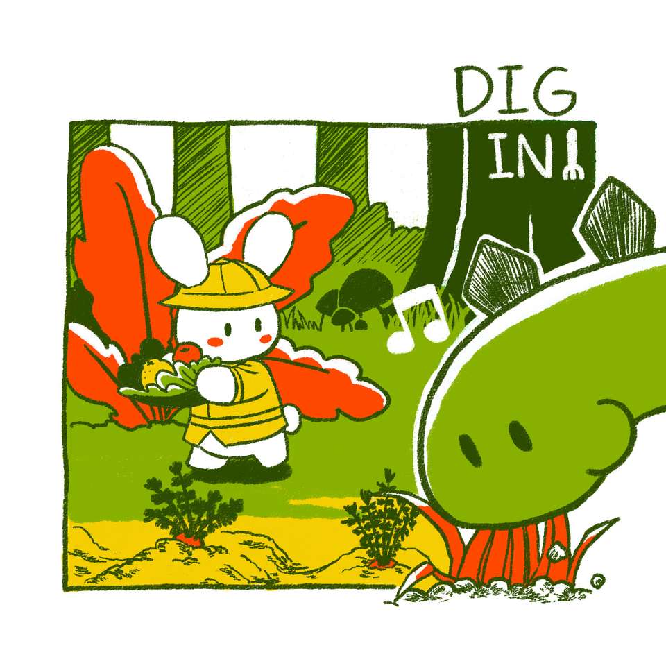 Dr Rabbit and Little Dinosaur: Dig in puzzle online
