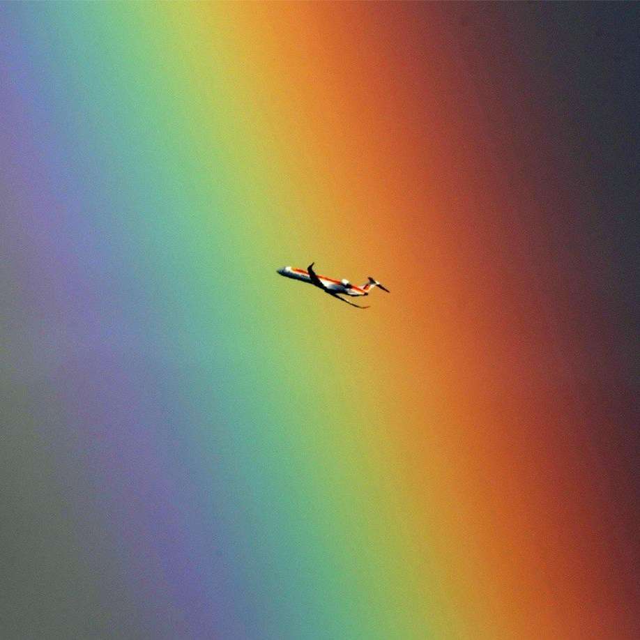 Samolot na tęczy puzzle online ze zdjęcia