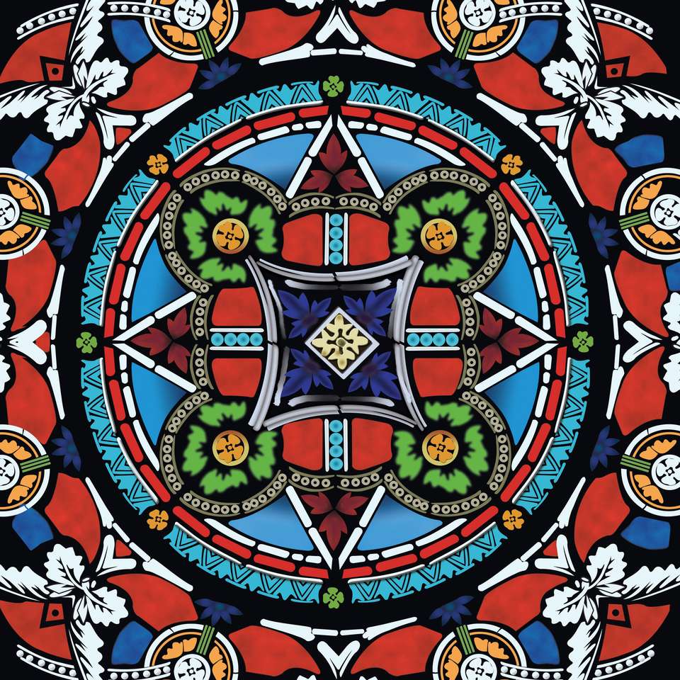 Mozaika tło, witraż, kolorowy ornament puzzle online ze zdjęcia
