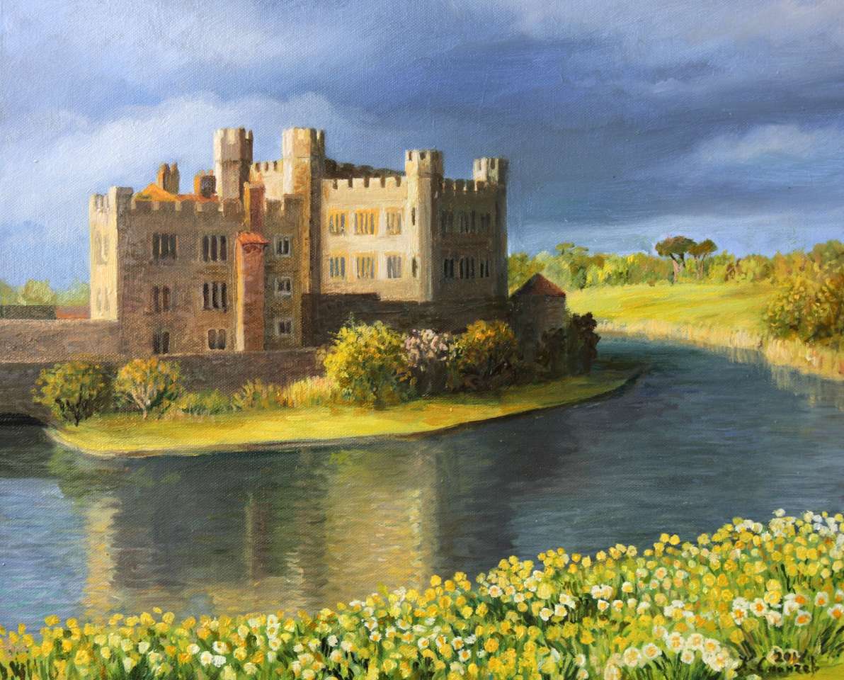 Słynny zamek w pobliżu Leeds w Kent puzzle online ze zdjęcia