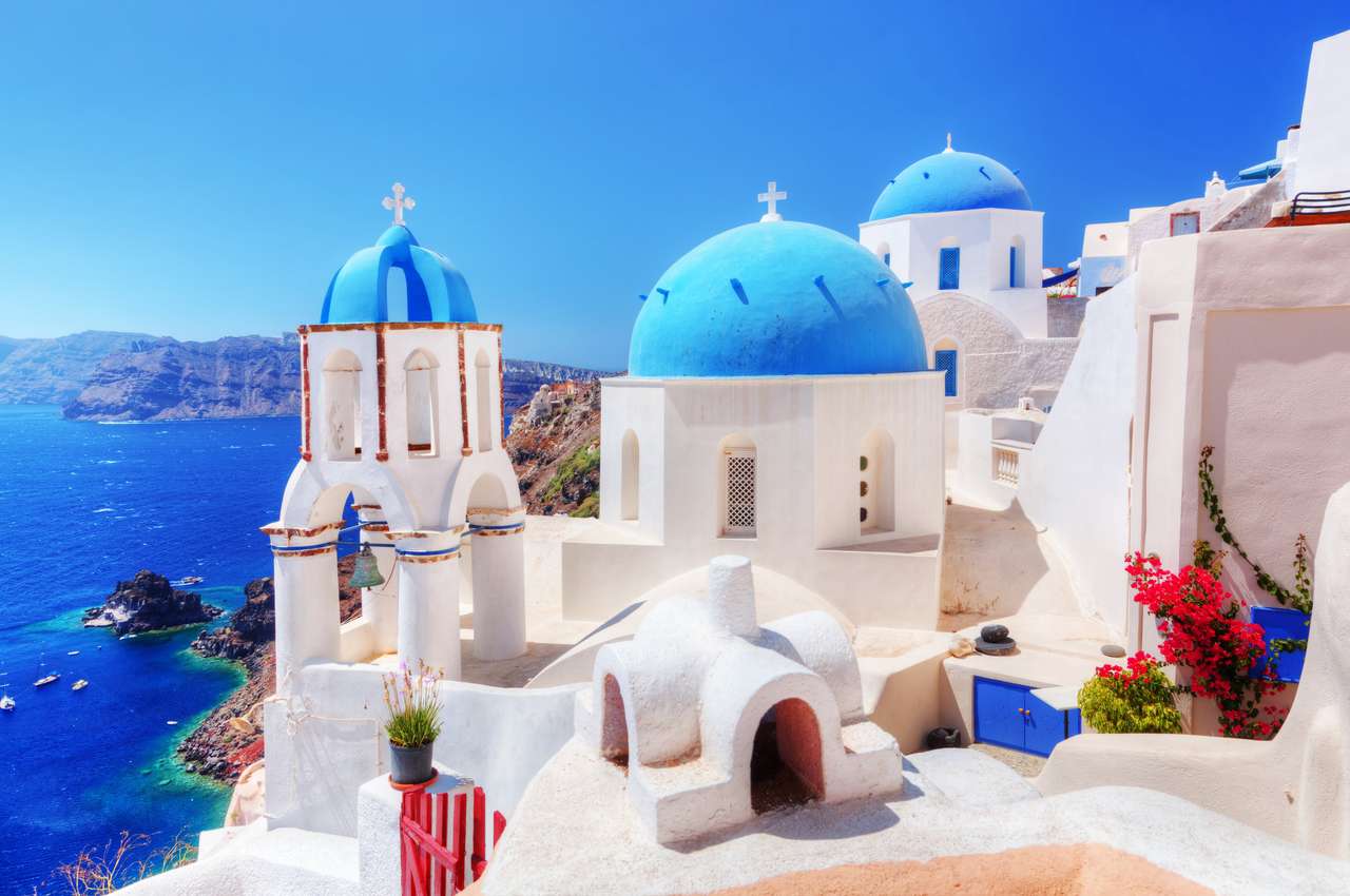 Miasto Oia na wyspie Santorini, Grecja. puzzle online ze zdjęcia