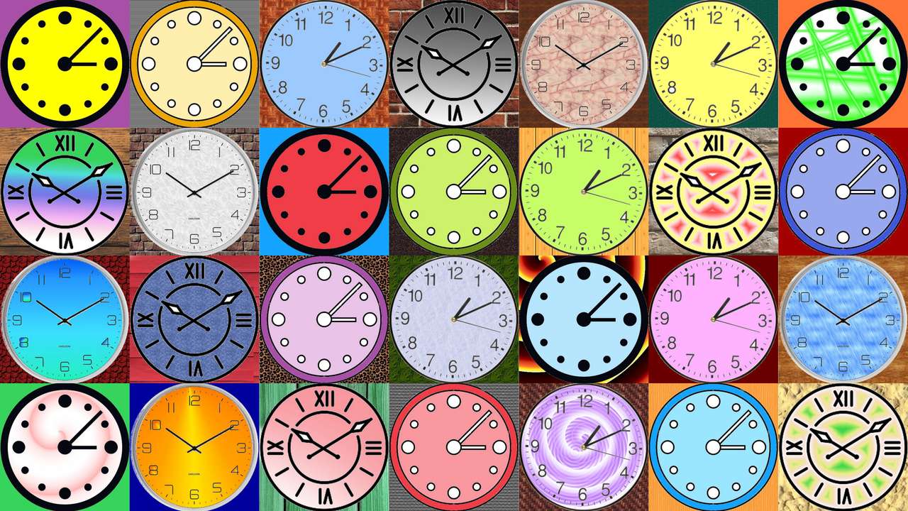 Kolorowe zegary puzzle online