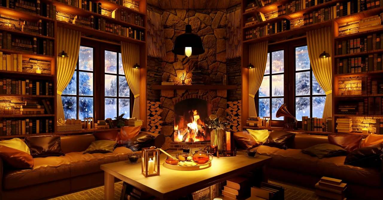 Kamienna chata w śniegu puzzle online