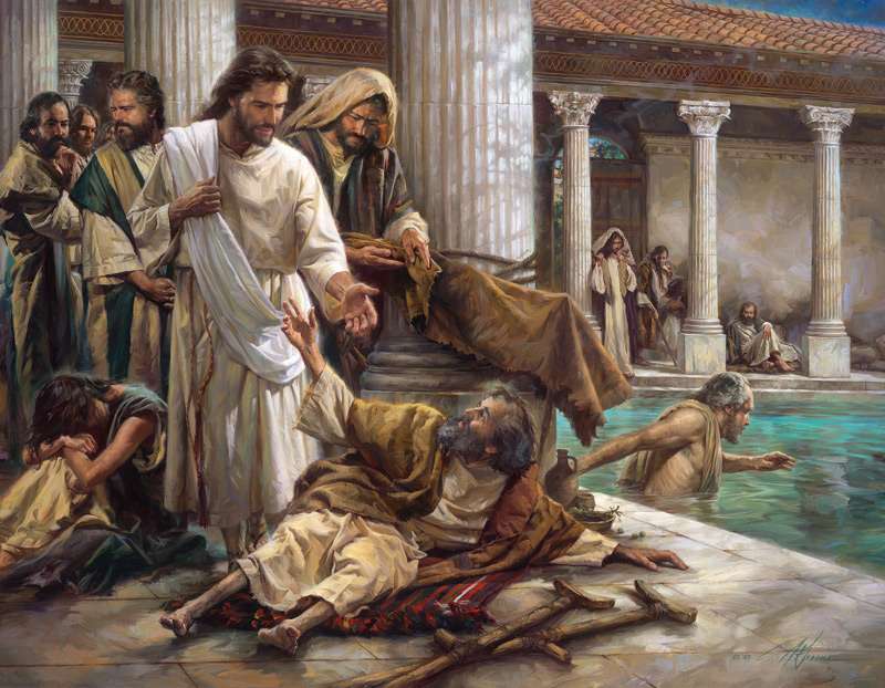 Jezus uzdrawia chromego w Bethesda puzzle online