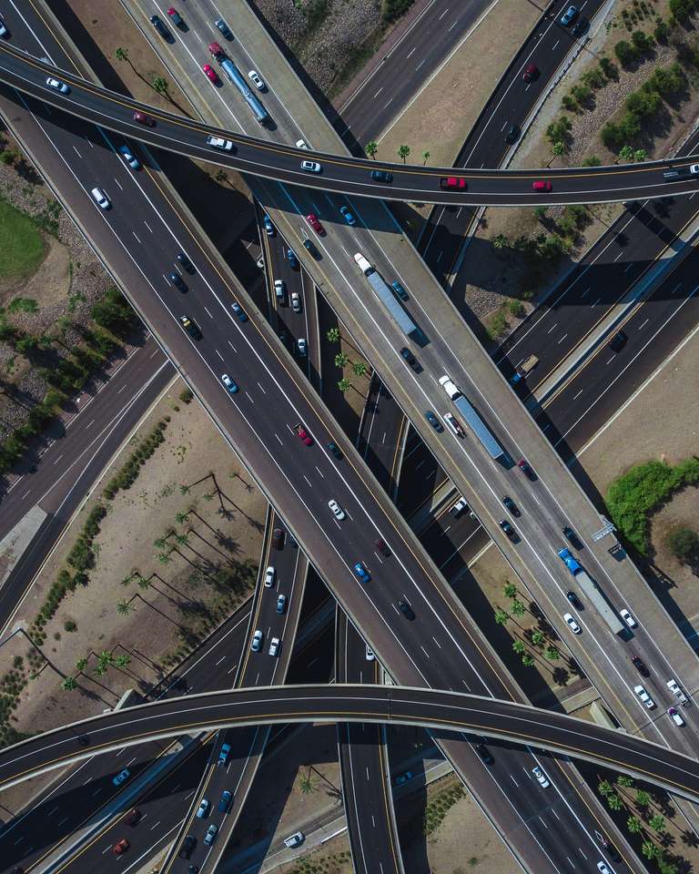 Autostrada, widok z drona puzzle