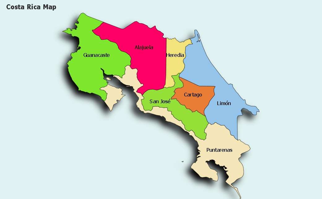 Kostaryka mapa puzzle online