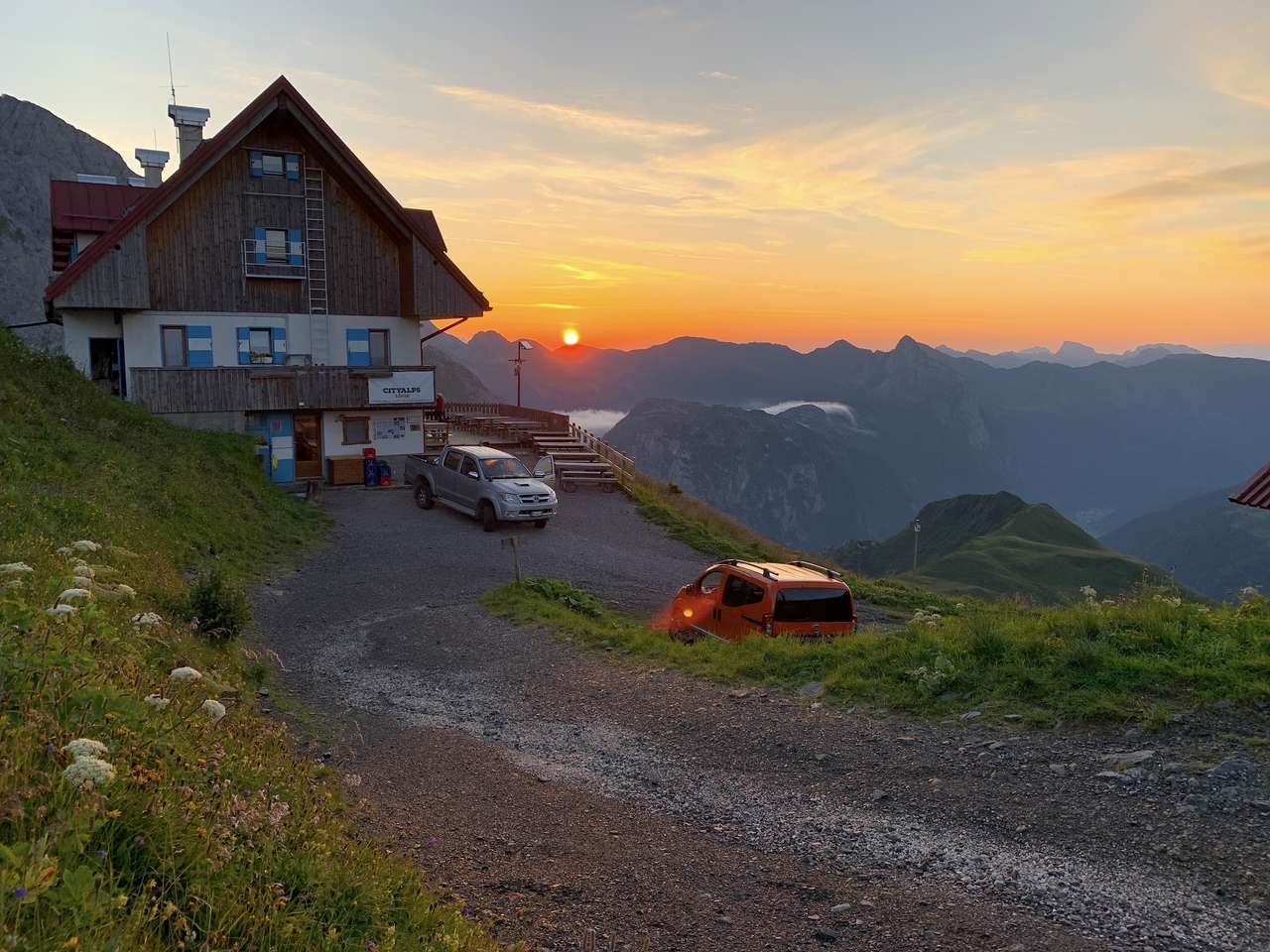Zachód słońca w Alpi Carniche puzzle online ze zdjęcia