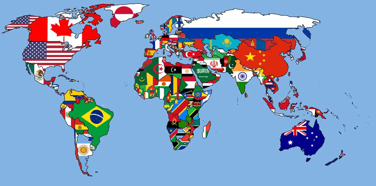 mapa flagi świata puzzle online ze zdjęcia