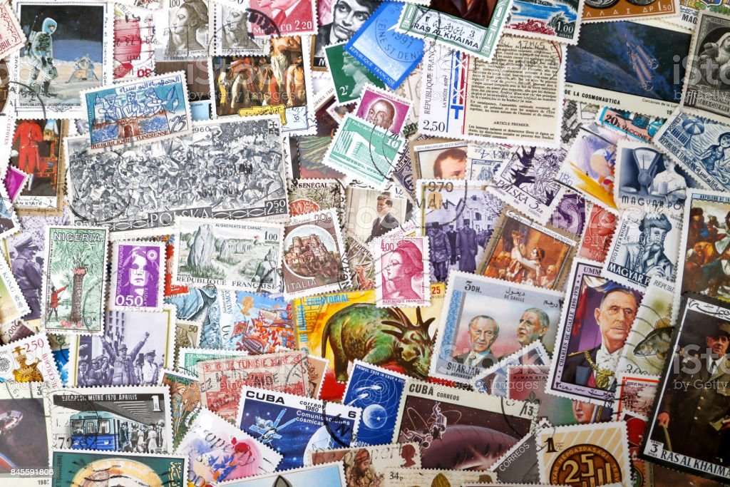Kolaż znaczków puzzle online ze zdjęcia