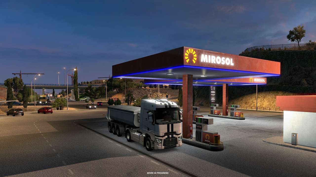 ciężarówka na stacji benzynowej puzzle online ze zdjęcia
