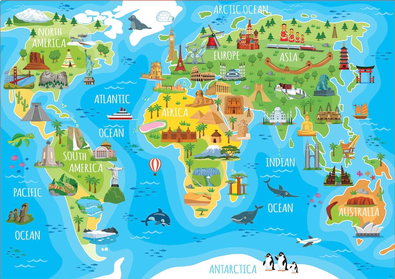 Puzzle mapa świata dla dzieci puzzle online ze zdjęcia