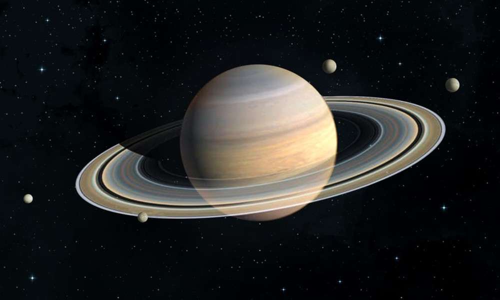 Saturn i satelity puzzle online ze zdjęcia