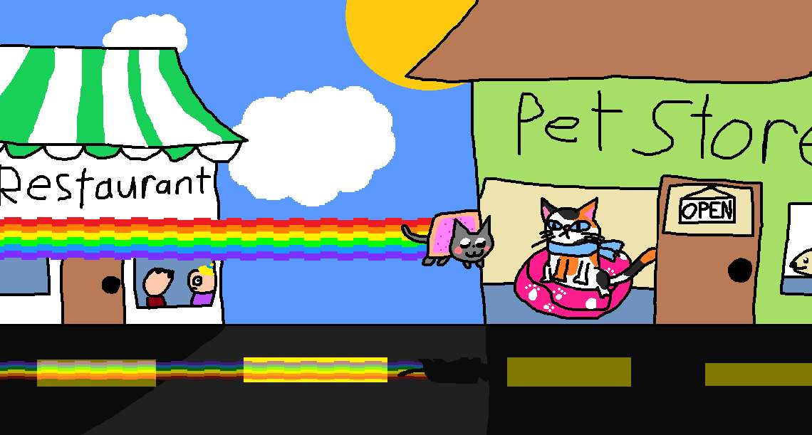 Kot Nyan (farba MS) puzzle online ze zdjęcia