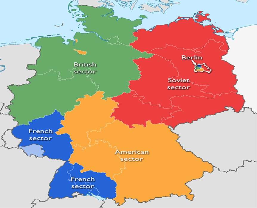Mapa Niemiec Wschodnich i Zachodnich puzzle ze zdjęcia