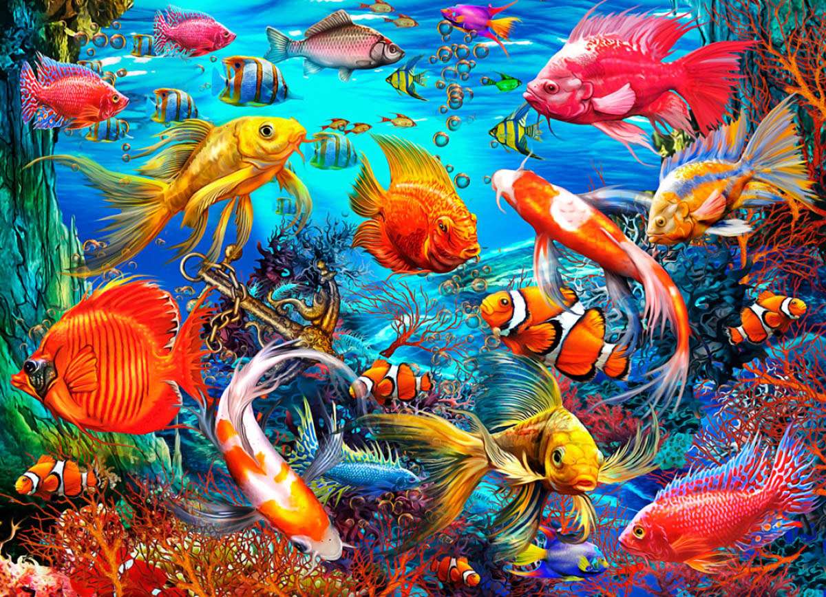 Ryby tańczą razem puzzle online ze zdjęcia