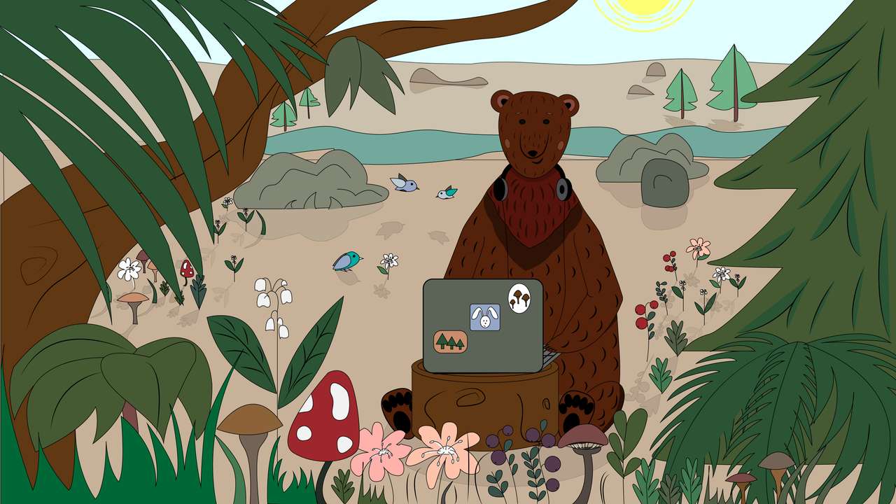 niedźwiedź w lesie puzzle online ze zdjęcia