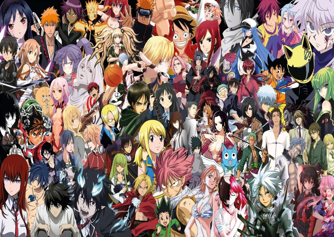 Kolaż postaci z anime puzzle online
