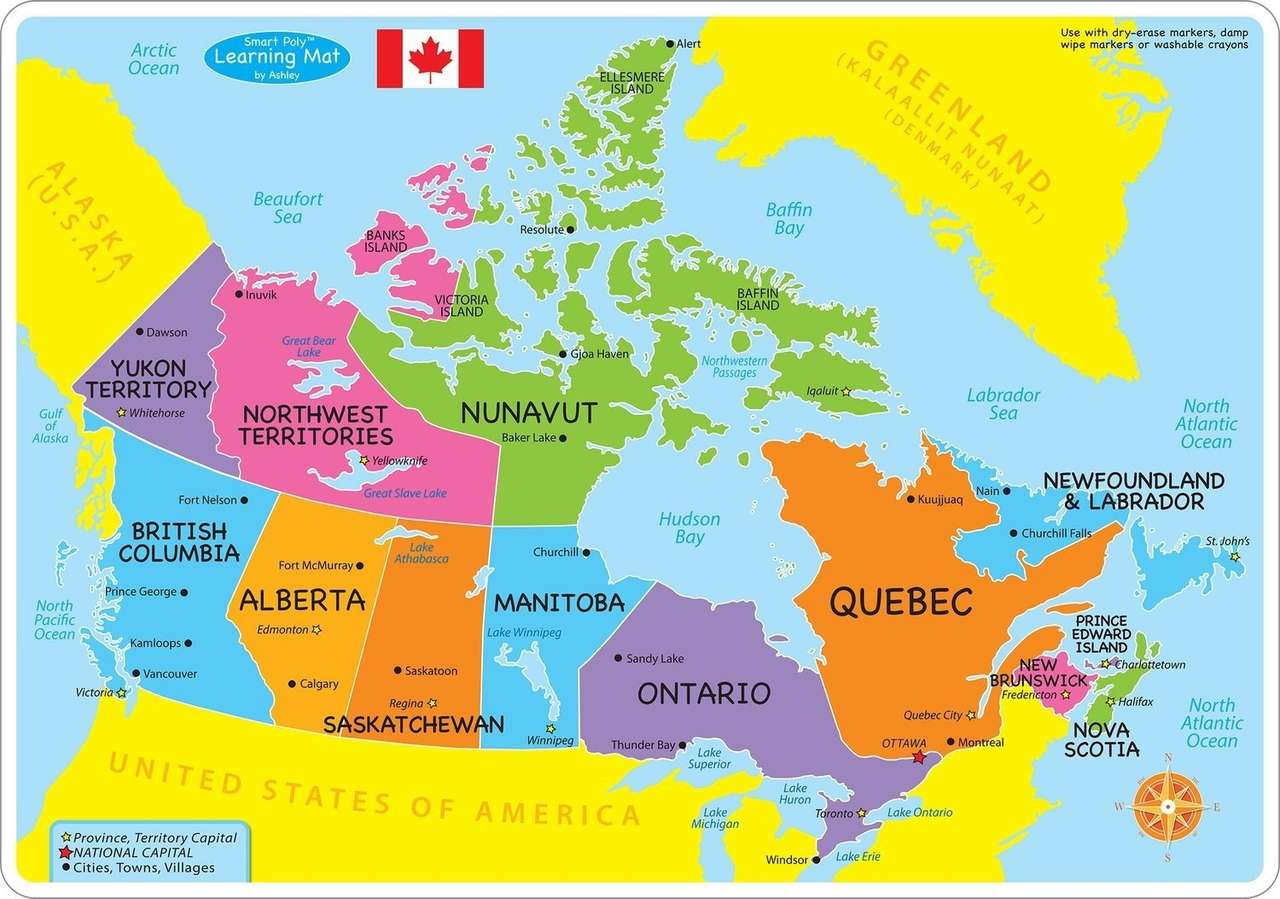 Mapa Kanady puzzle online ze zdjęcia