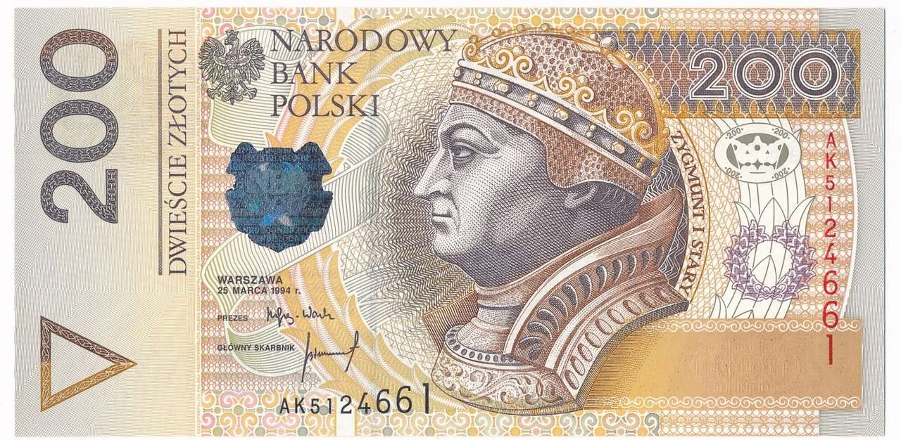 bank note 200 PLN puzzle online ze zdjęcia