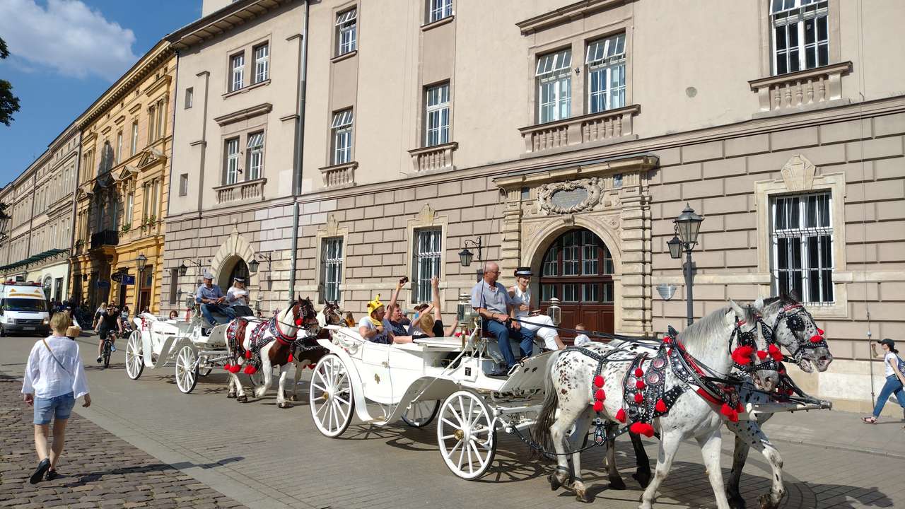 Krakowskie dorożki puzzle online ze zdjęcia