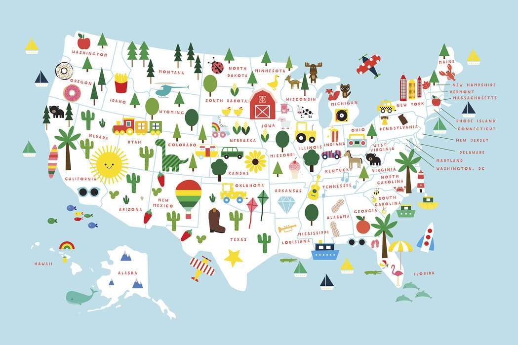 mapa USA symbole puzzle online