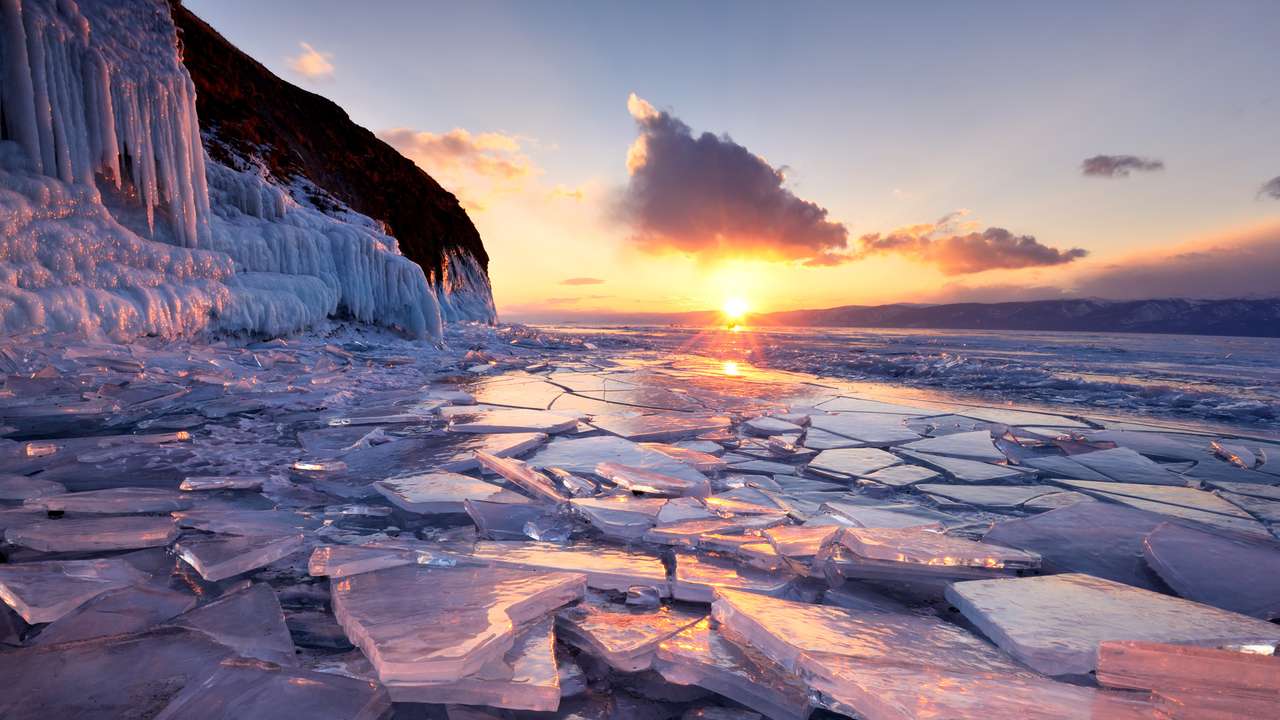 Lód i góry puzzle online ze zdjęcia