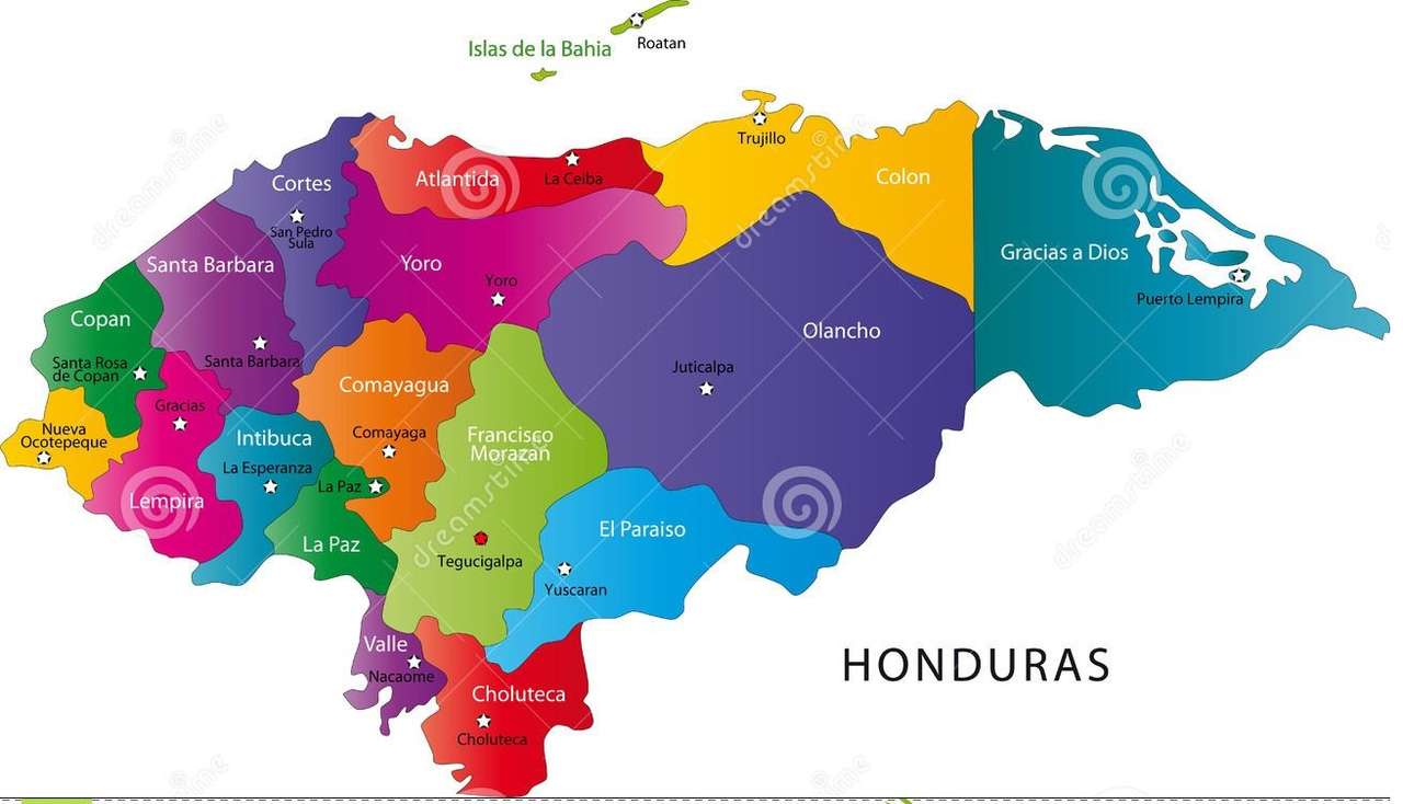 Mapa polityczna Hondurasu puzzle online ze zdjęcia