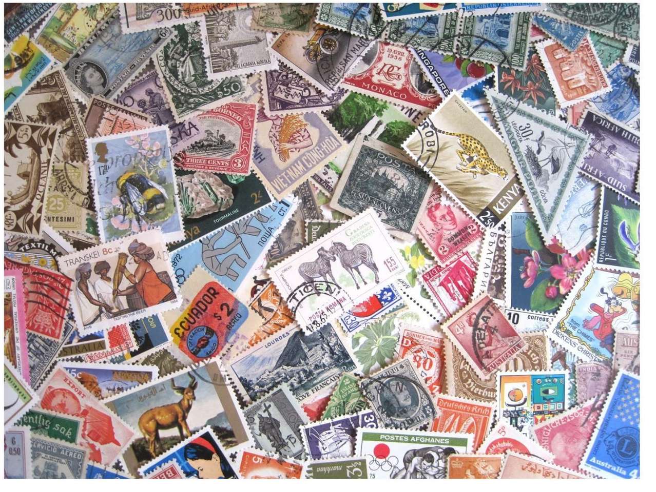 Kolekcja znaczków puzzle ze zdjęcia