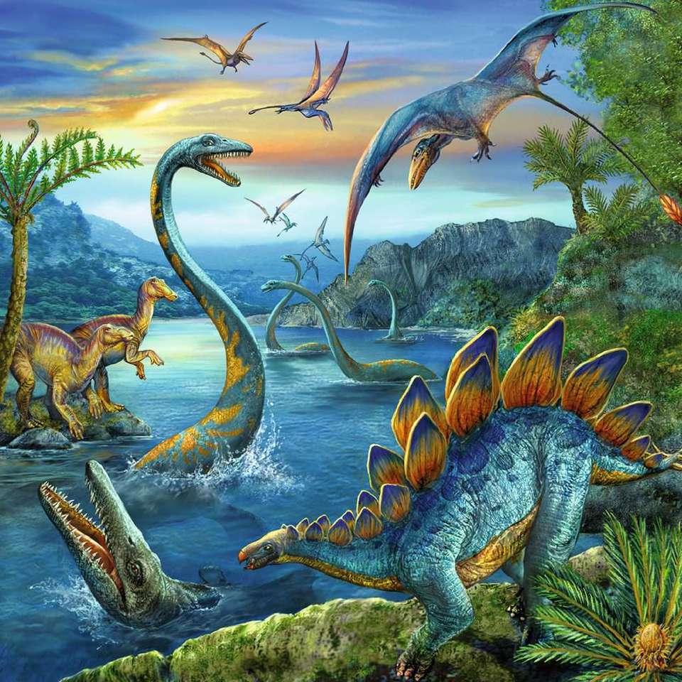 dinozaury dobrze się bawią puzzle online ze zdjęcia