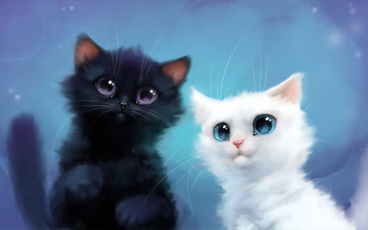 czarny biały kot puzzle online ze zdjęcia